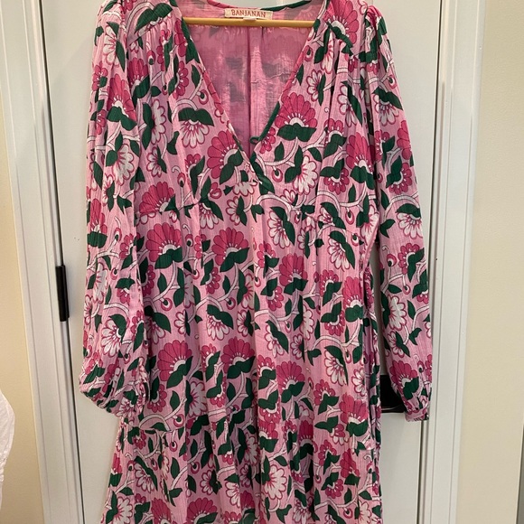 Banjanan Peony Mini Dress L Pink Long Sleeve MINT - Picture 6 of 11